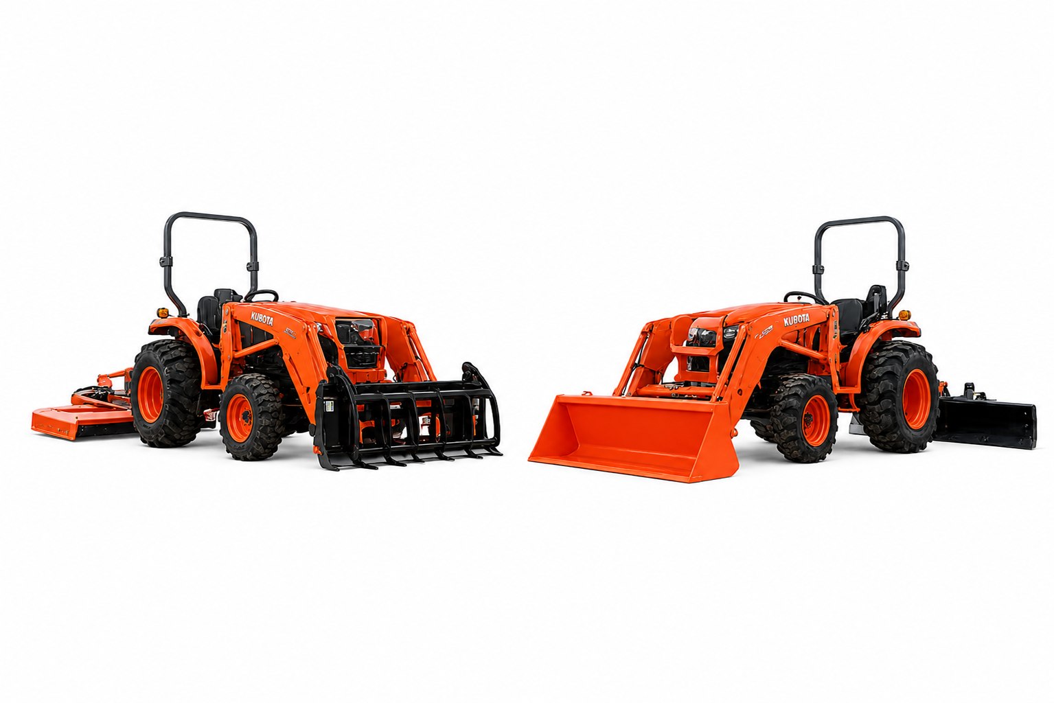 Kubota compact tractors with front loaders for rent at Country Equipment Rentals